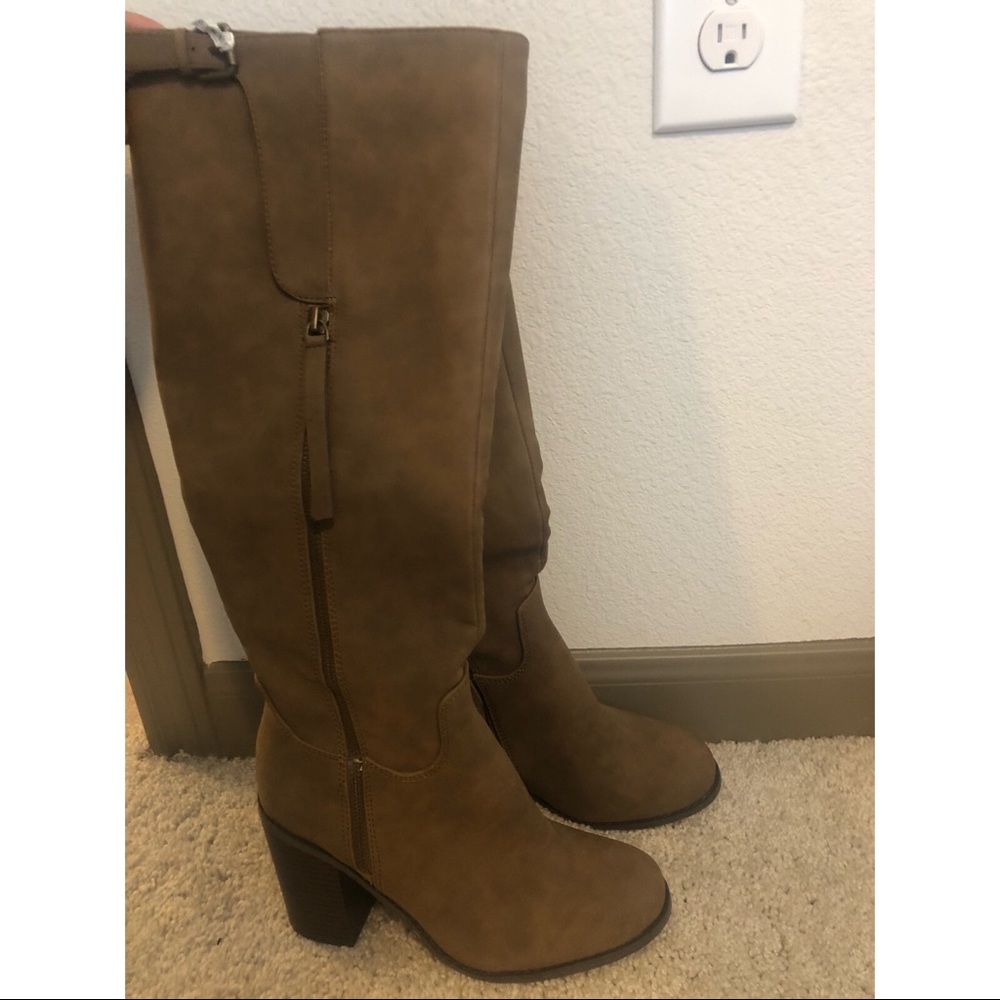 Tan knee high boots